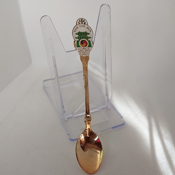 Vintage Other - Enamel Korean Temple Gold-filled Vintage Souvenir Spoon Nam Dae Mun GVC